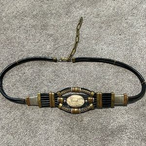 Vintage Ornate Decorative Tribal Stone Metal Belt
